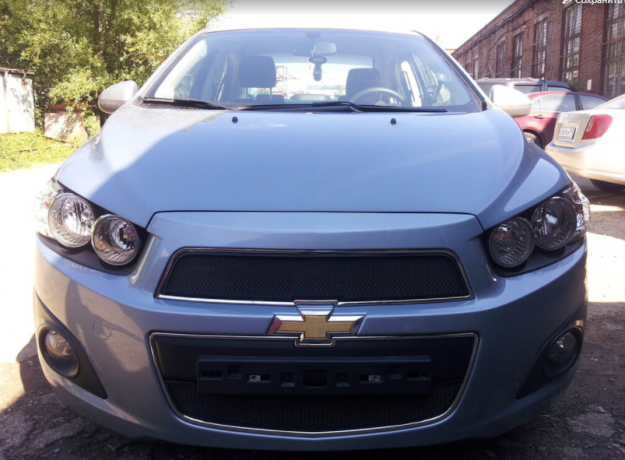 Защита радиатора "Standart" Chevrolet Aveo (2011-2015) верх, чёрная купить недорого с доставкой в Орел