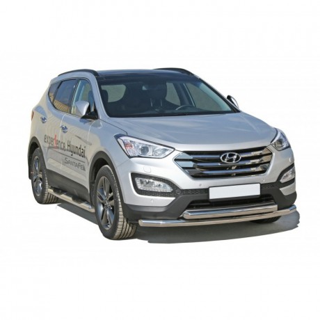 Защита переднего бампера «Труба двойная» (d63,5) для Hyundai Santa Fe (2012-2016)(Окрашенное) купить недорого с доставкой в Орел