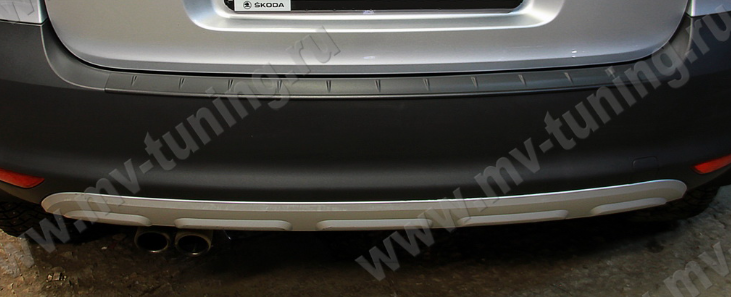 Защитная накладка заднего бампера (под покраску) для Skoda Yeti (2009-2012) купить недорого с доставкой в Орел