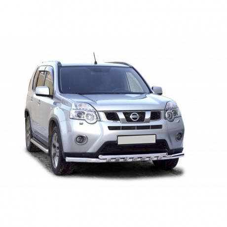Защита переднего бампера «Труба двойная» (d63,5) для Nissan X-trail (2011-2015)(Окрашенное) купить недорого с доставкой в Орел
