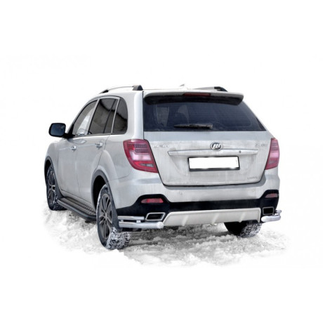 Защита заднего бампера «Уголки двойные» (d63,5) для Lifan X60 (2016-н.в.)(Нерж. Сталь) купить недорого с доставкой в Орел