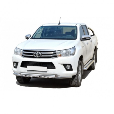 Защита порогов с алюминиевым листом (d63,5) для Toyota Hilux pickup (2017-н.в.)(Окрашенное) купить недорого с доставкой в Орел