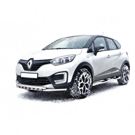 Защита порогов «Труба с проступью» (d76) для Renault Kaptur (2016-н.в.)(Окрашенное) купить недорого с доставкой в Орел