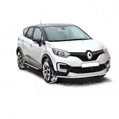 Защита порогов «БУМЕР» алюминиевая с резинкой для Renault Kaptur (2016-н.в.) купить недорого с доставкой в Орел