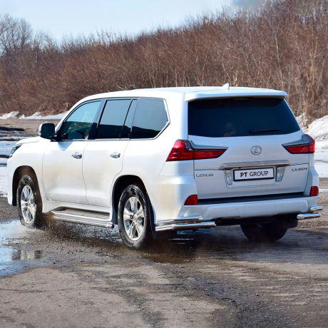 Защита заднего бампера двойная угловая d63/51мм (НПС) LEXUS 450D (2015-н.в.) купить недорого с доставкой в Орел