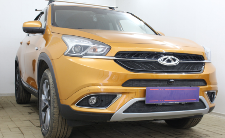 Защита радиатора "Standart" Chery Tiggo 7 (2016-2020) верх, чёрная купить недорого с доставкой в Орел