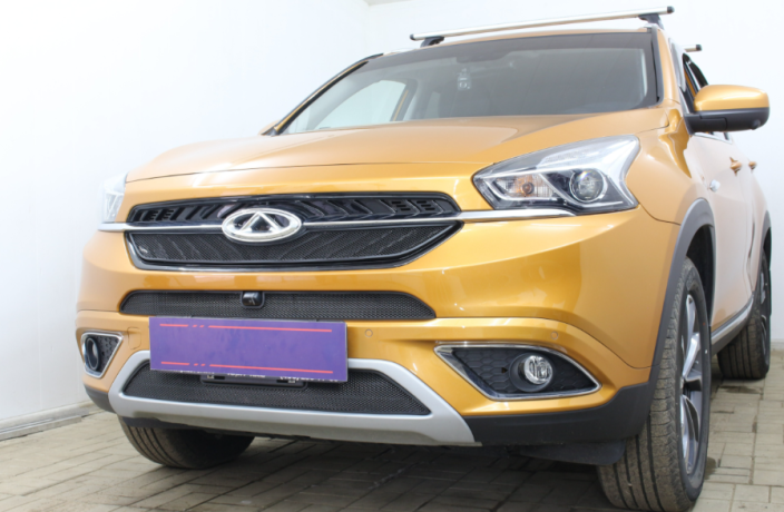 Защита радиатора "Standart" Chery Tiggo 7 (2016-2020) верх, чёрная купить недорого с доставкой в Орел